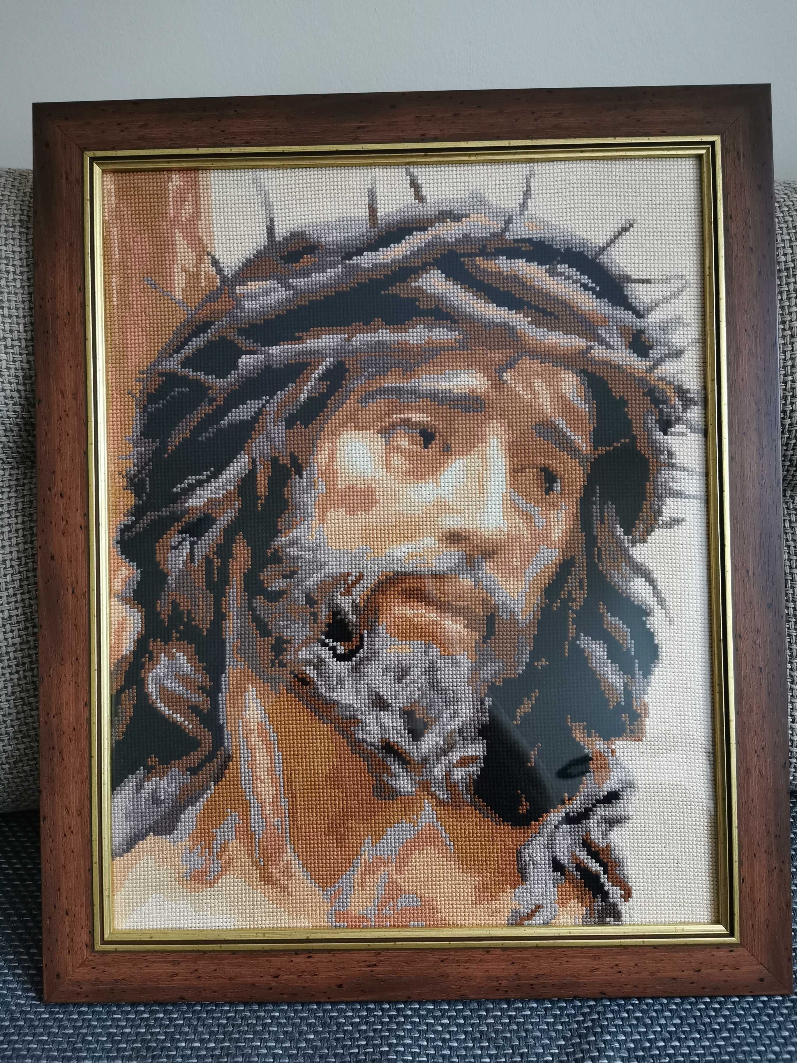 Obraz haftowany na kanwie: "Jezus w koronie cierniowej"