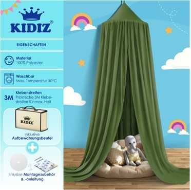 Baldachim do łóżka dla dzieci namiot tipi domek wiszący khaki KIDIZ