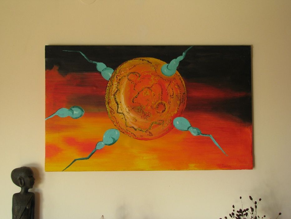 Duży obraz ręcznie malowany na płótnie 65x107cm – Kosmiczna abstrakcja