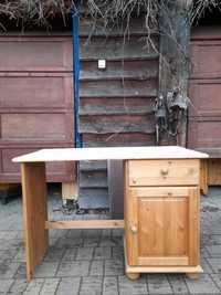 Drewniane biurko, lite drewno, używane, nielakierowane, surowa sosna