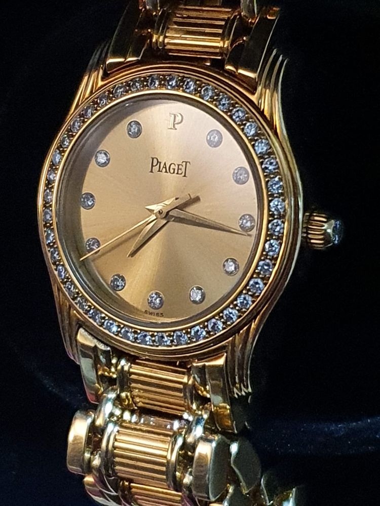 Złoty zegarek z diamentami złoto 750 diamenty Piaget
