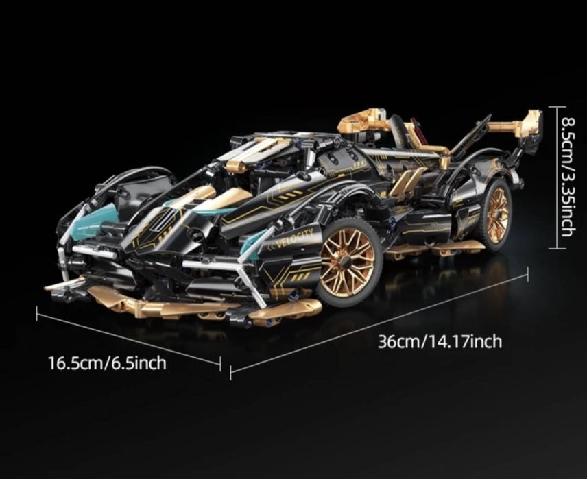 Контсруктор 1300дет спортивна машинка 36*17см lego черная technic