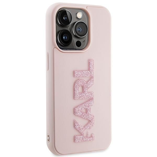 Etui Karl Lagerfeld 3D Rubber Glitter Logo iPhone 15 Pro Max - Różowe