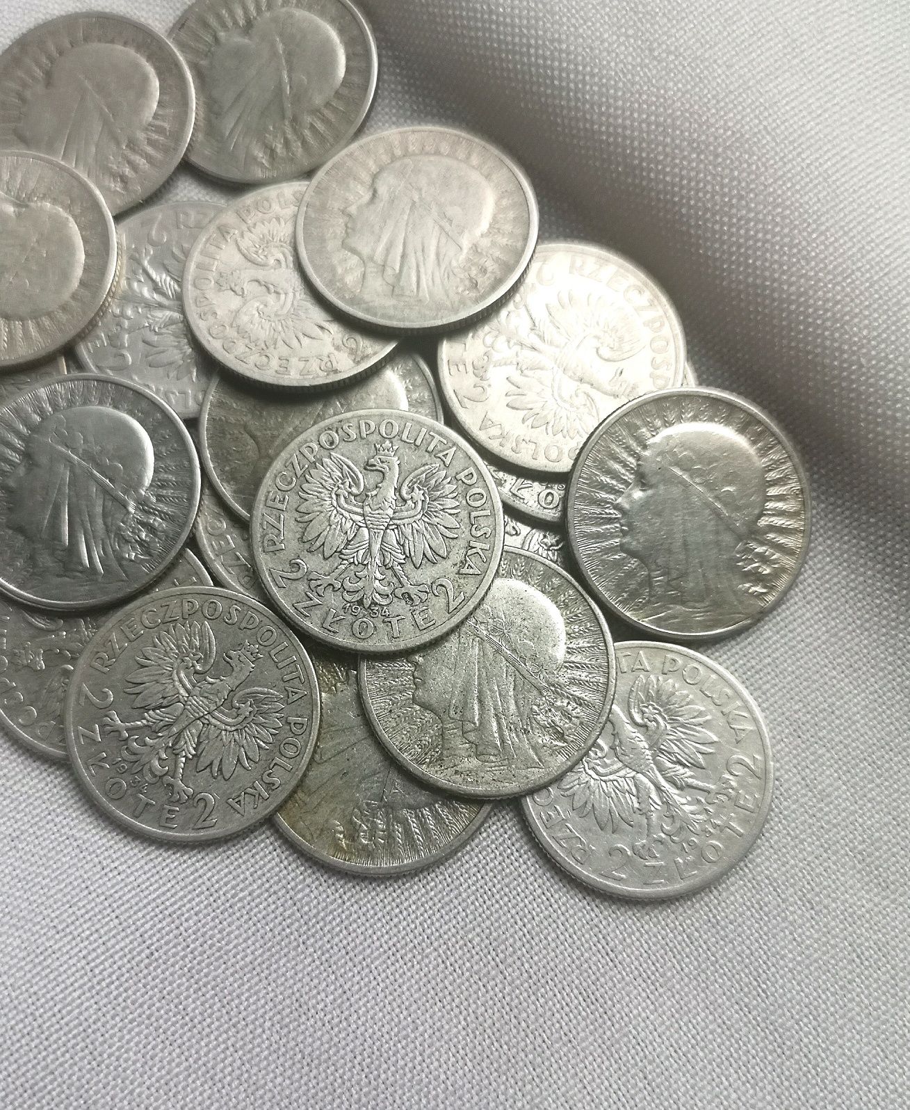 przedwojenne srebrne monety 2 zł Głowa Kobiety Ag750 srebro