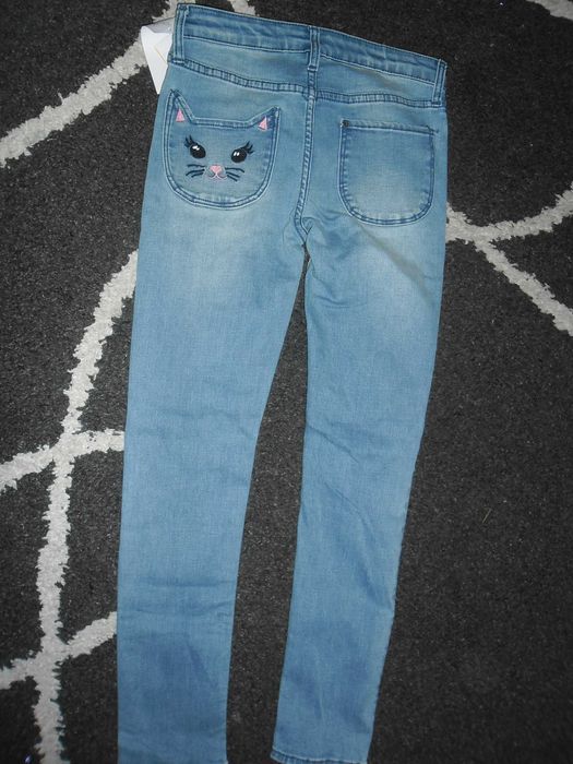 H&m skinny fit JEANS gumkowe org przecierane kotek r 140 nowe Z METKĄ