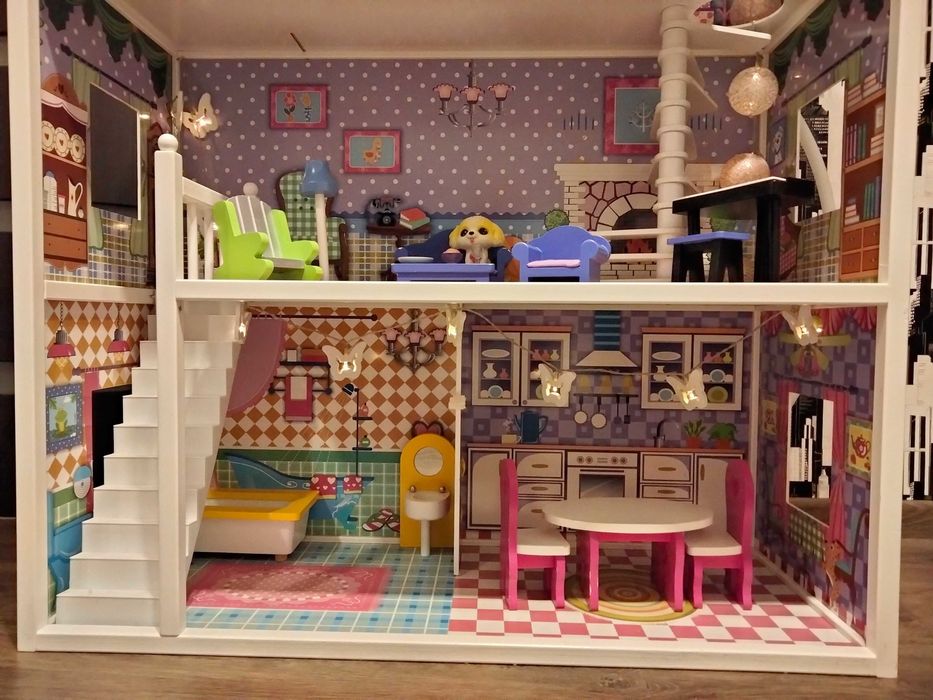 Duży drewniany domek dla lalek XXL