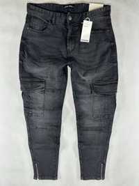 HOUSE jeans czarne bojówki cargo slim fit W32L32 86cm