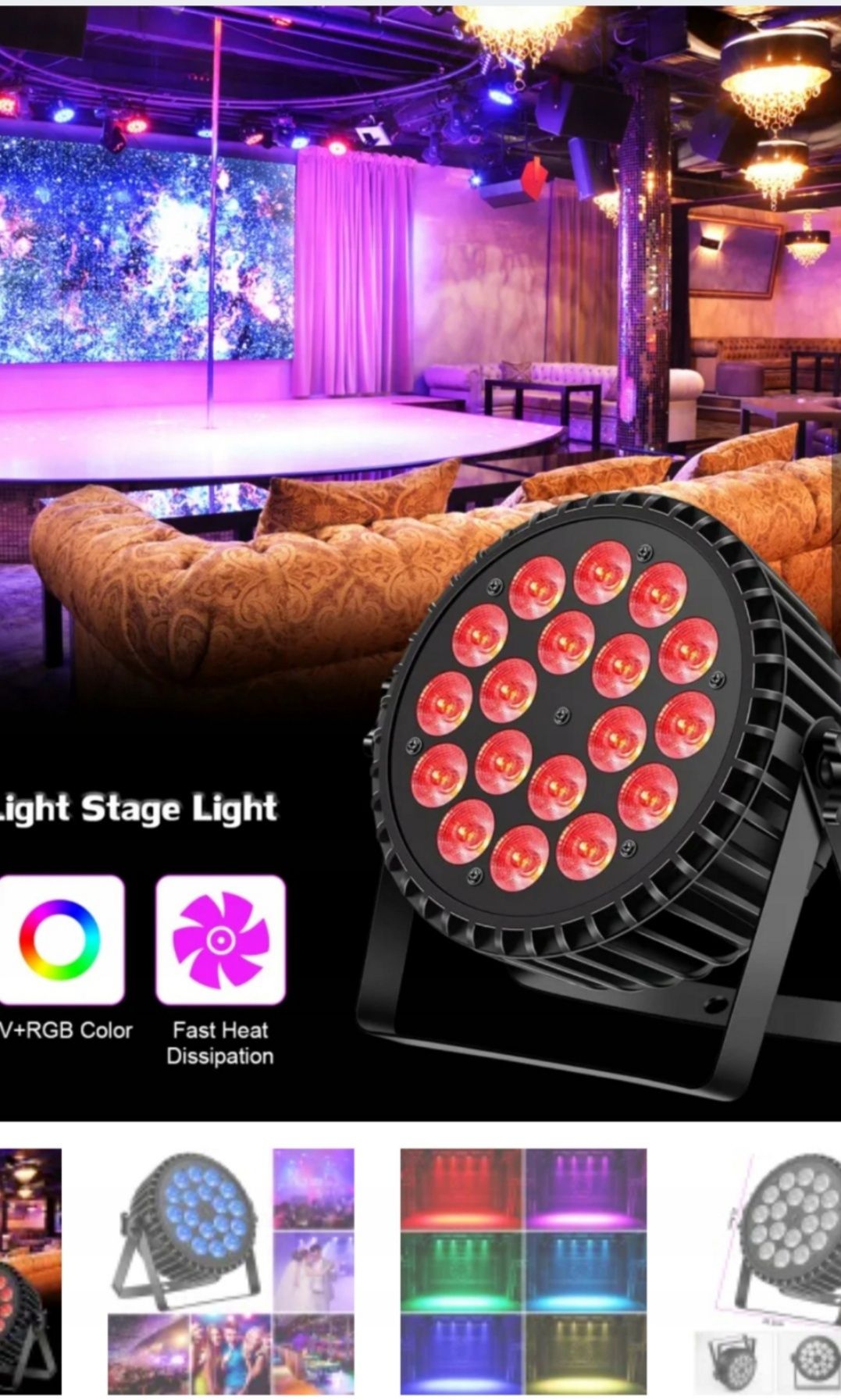 Reflektor sceniczny LED ALU QUAD PAR 18x6W RGBW