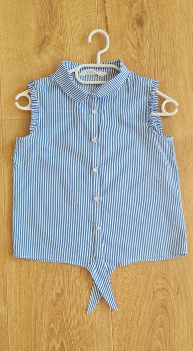 Jak nowa bluzka  w paski z kołnierzykiem h&m 134