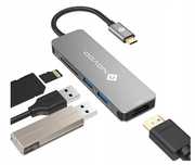 novoo hub 5w1 adapter usb-c 2x usb 3.0 hdmi sd/tf czarny 4k video