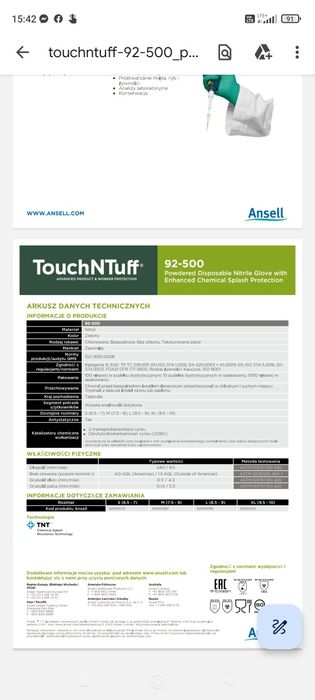 Rękawice Ansell 92-500 L