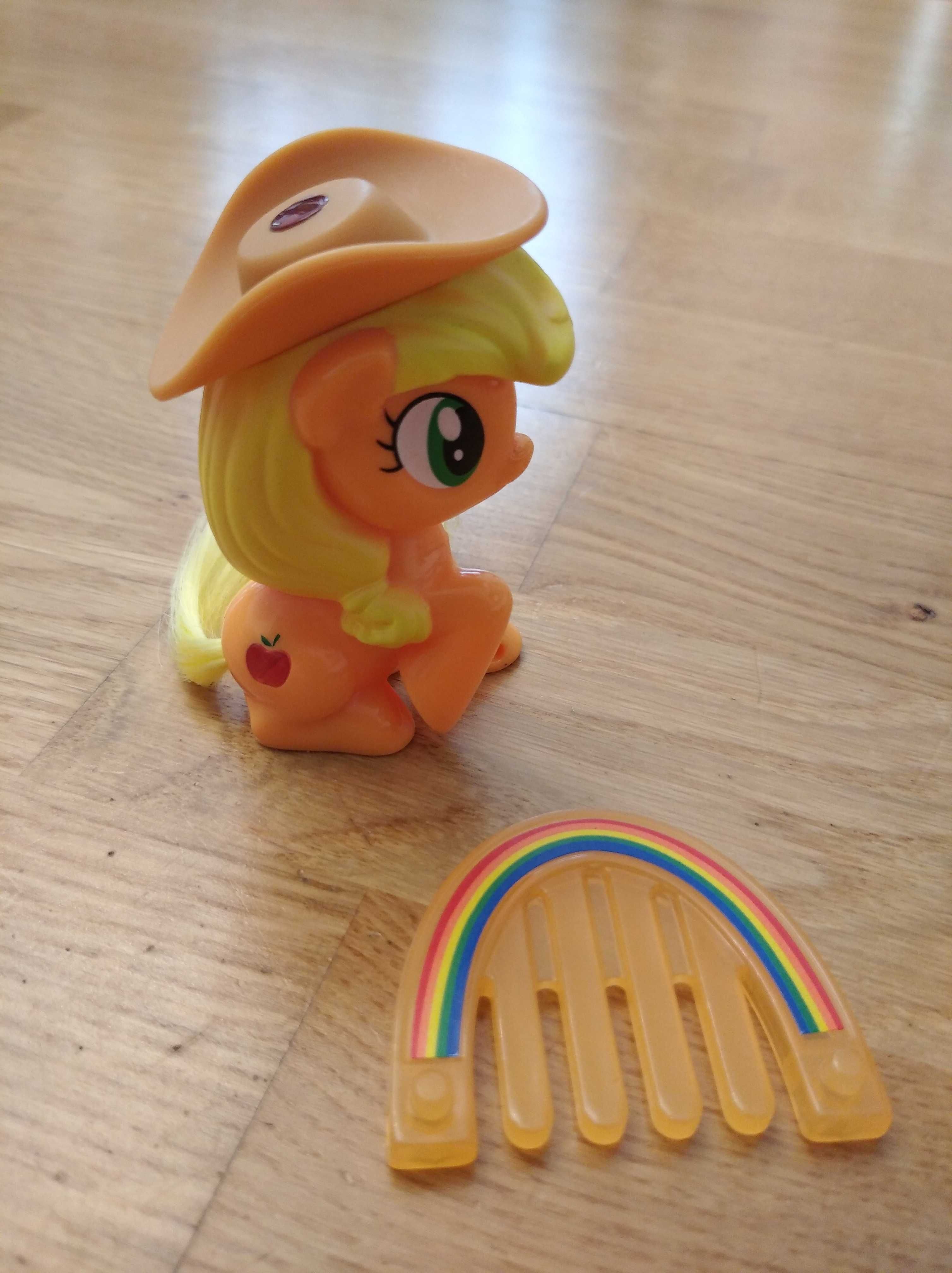 Kucyki 2x Pony Rarity Applejack Hasbro McDonalds + grzebyki