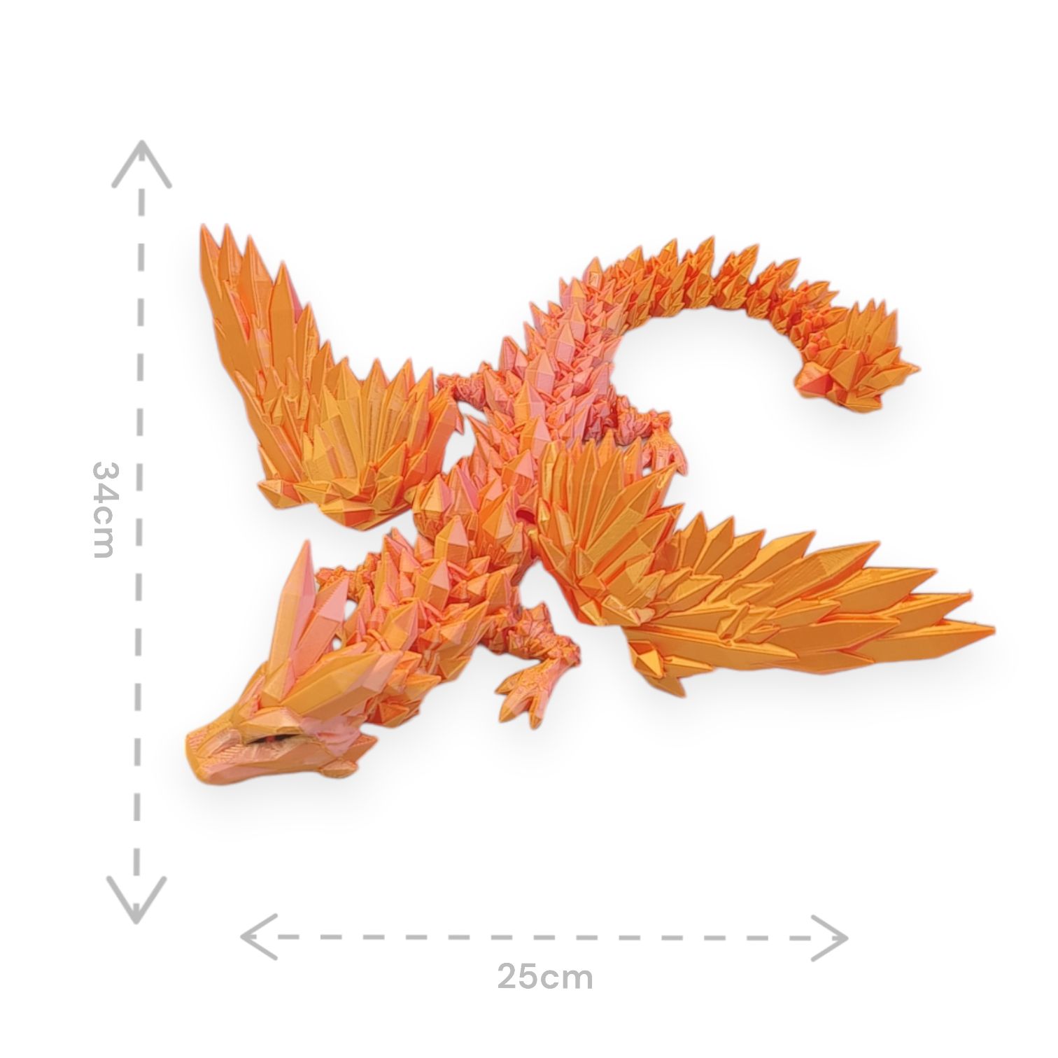 Kryształowy Smok ze Skrzydłami Midi, 34cm, Figurka Przegubowa, 19B4M