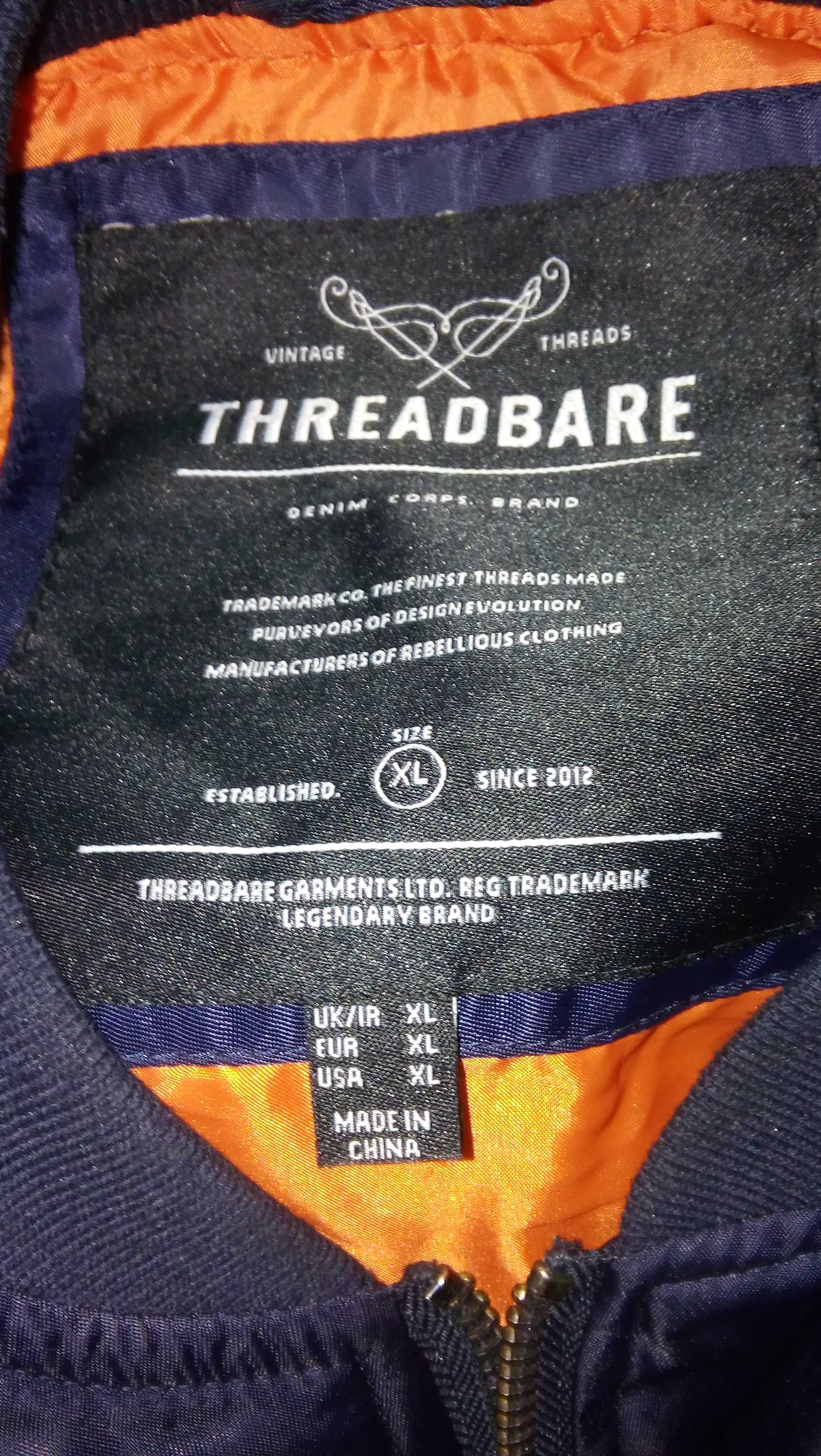 Куртка бомбер флей THREADBARE из Англии.Раз.XL плечи 50 см.