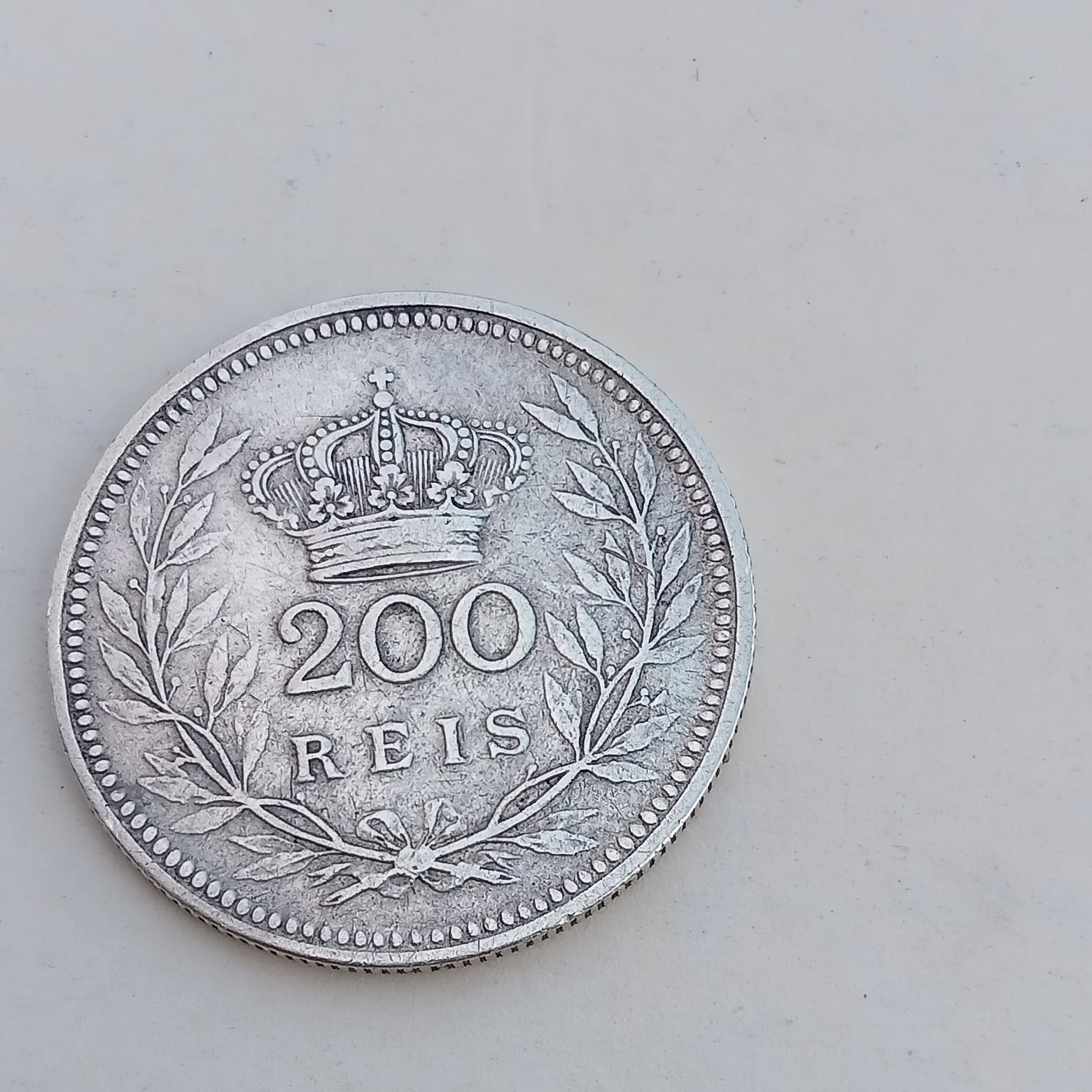 moeda de 200 reis prata