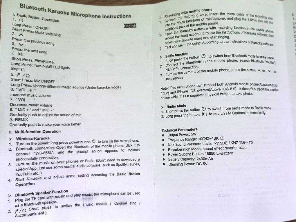 .: Mikrofon Karaokowe Bluetooth  - Wireless KTV Microphone :.
