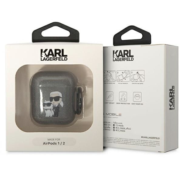 Karl Lagerfeld KLA2HNKCTGK Airpods 1/2cover czarny/black Glitter Karl