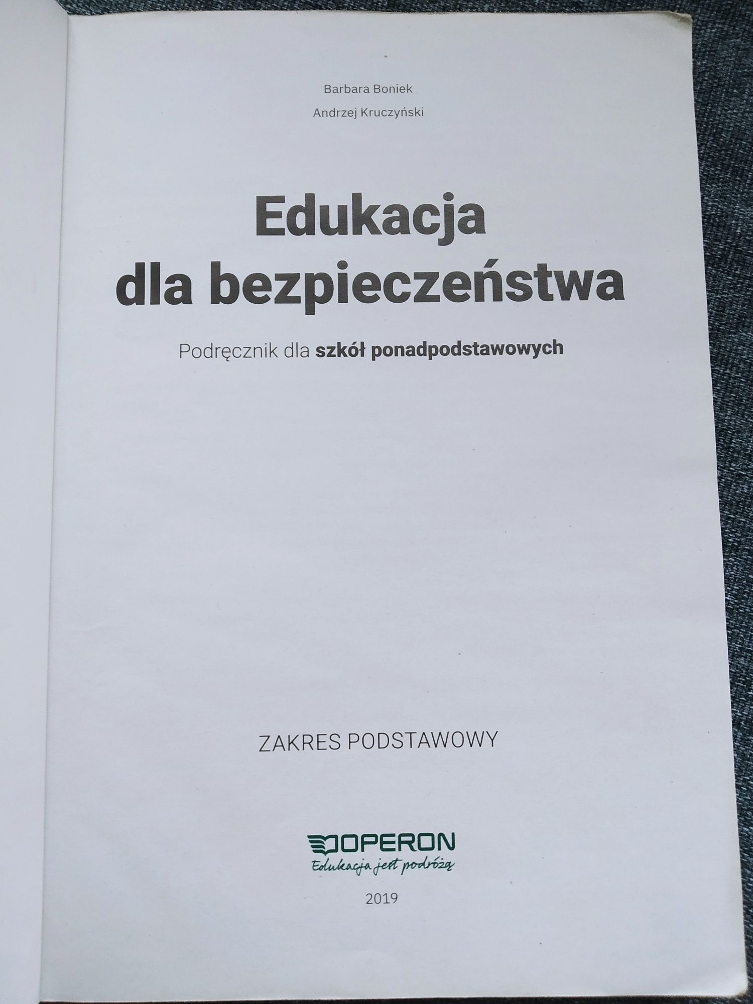 Edukacja dla bezpieczeństwa Boniek, Kruczyński, Operon, podr.szk.średn