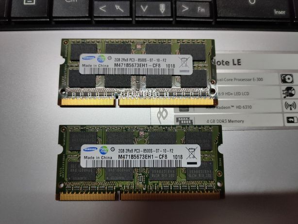 Memórias 2x 2GB DDR3 1066Mhz SO-DIMM