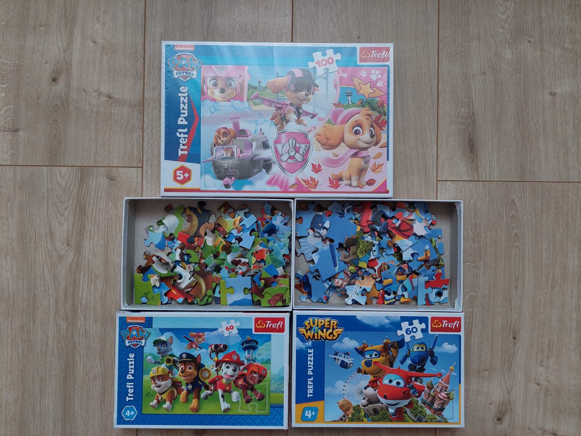 Puzzle Trefl 100, 2x60,Psi Patrol, Super Wings,Nowe 100, 2x60 bdb