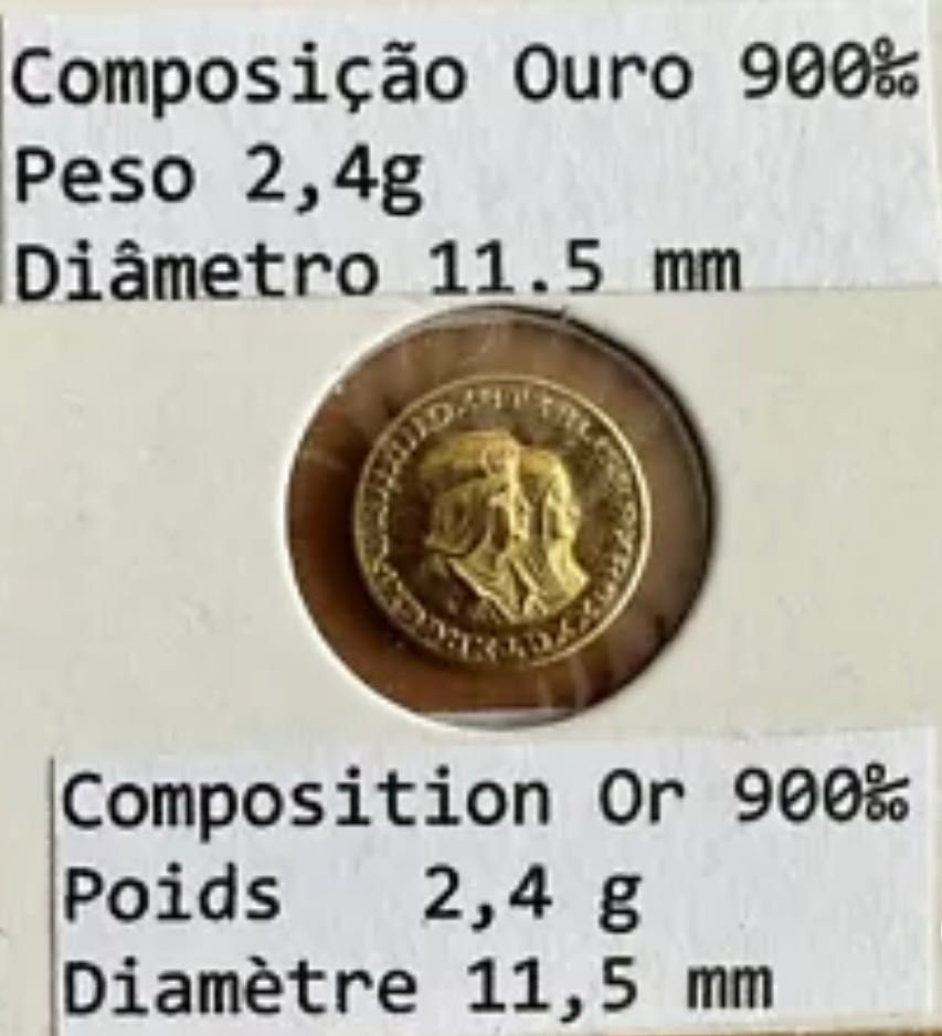 Medalha 2,4 gr ouro 500 anos da descoberta da América por Colombo