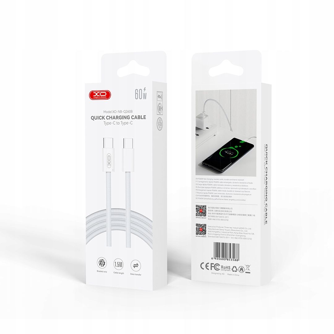 Szybki Kabel Do Iphone 15 Pro Max Usb-C Typ C 60W Przewód Nylon 1,5M