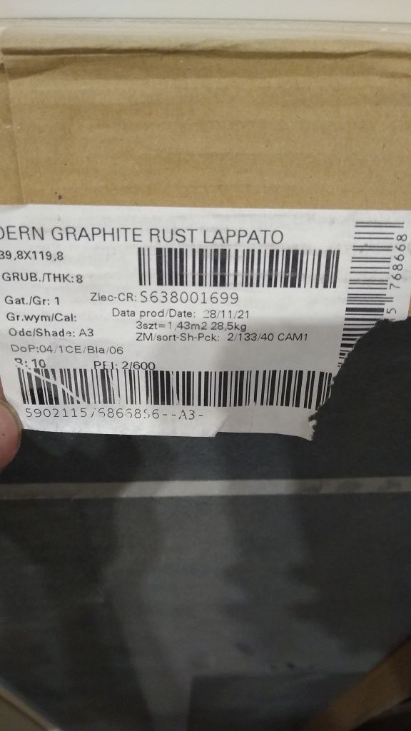 Dern graphite rust lappato Cersanit płytka