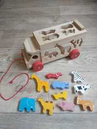 Zabawka drewno manualna kolory zwierzęta ciężarówka eko BIGJIGS Toys