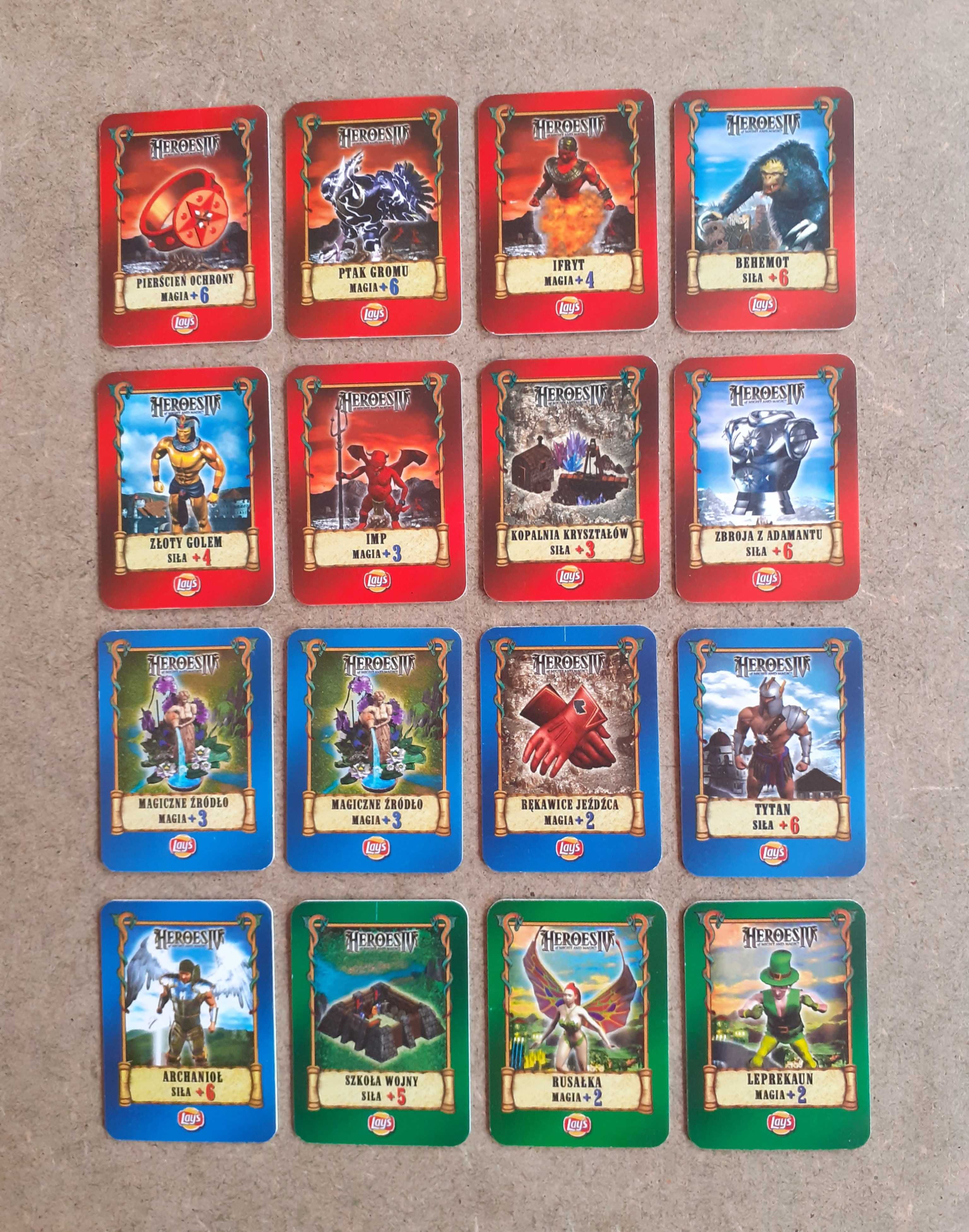 Karty kolekcjonerskie Heroes IV Lays kolekcja zestaw vintage