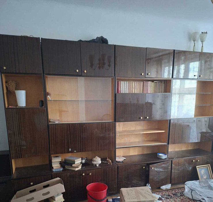 Segment / meblościanka vintage - duży komplet z witrynami i szafkami