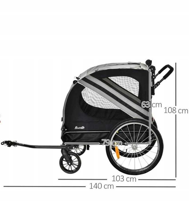 Przyczepa rowerowa dla psa 2w1 Jogger dla zwierząt z odblaskową flagą