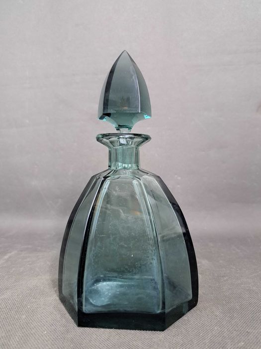 Karafka kryształowa, kieliszki, zestaw do likieru, Art Deco