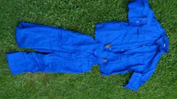 Ferszalunek niebieski ,ogrodniczki pas  do ok. 98 cm, bluza robocza