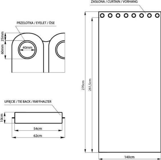 Zasłona na przelotkach - 140x270 - burgund - 2 szt. - Amelia Home