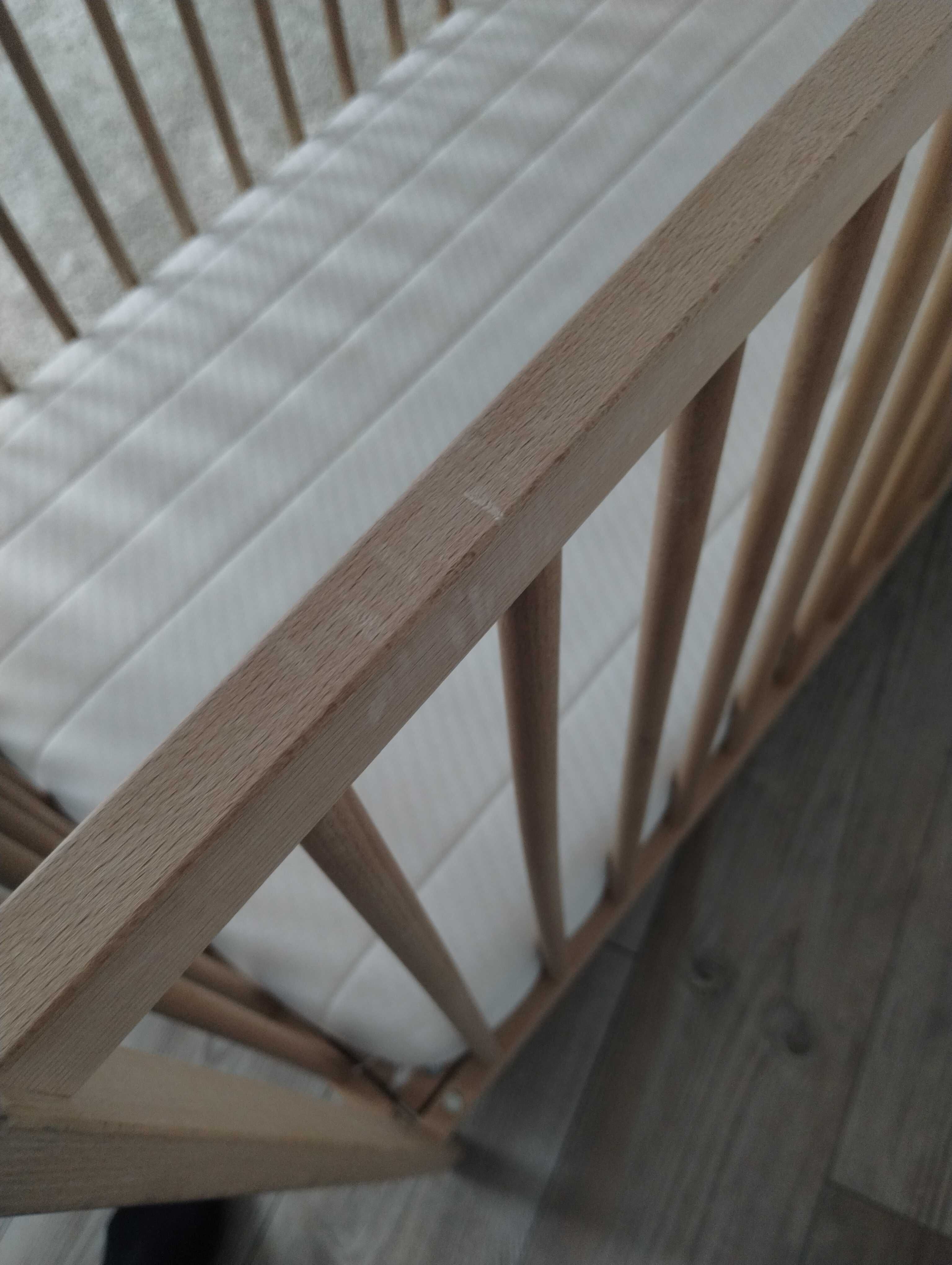 Łóżeczko dziecięce niemowlęce drewniane Ikea bukowe drewnia