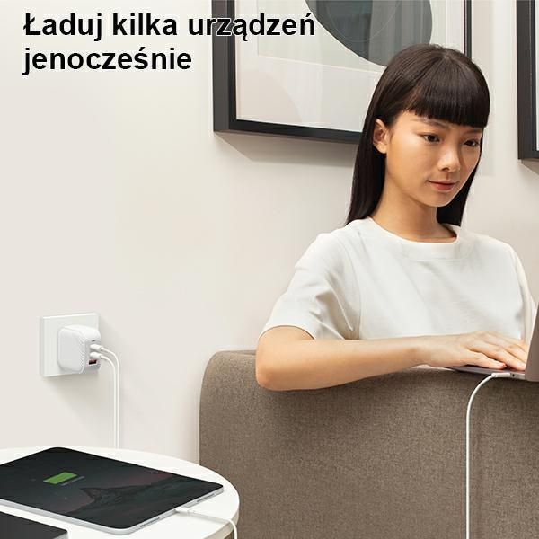 Ładowarka Sieciowa UNIQ VERGE PRO 66W Gan USB-C - Biała