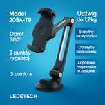 Uchwyt Ledetech LD-204A do telefonu/tabletu 4,7–12,9" – aluminiowy, me