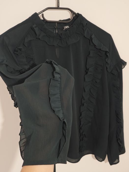 Elegancka bluzka z długim rękawem i falbankmi ZARA Rozmiar M / 38 / 10