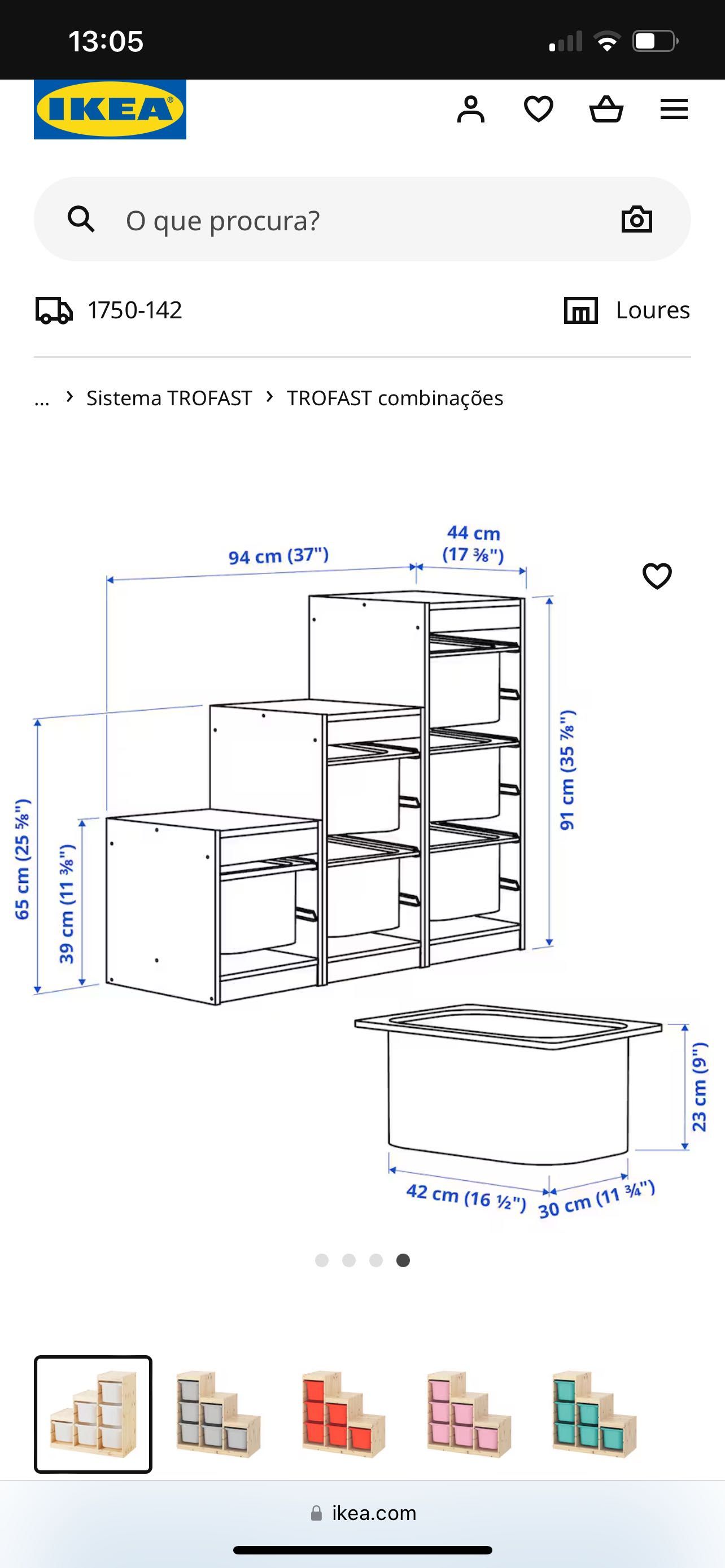 Ikea Trofast móvel de arrumação em pinho pintado de branco