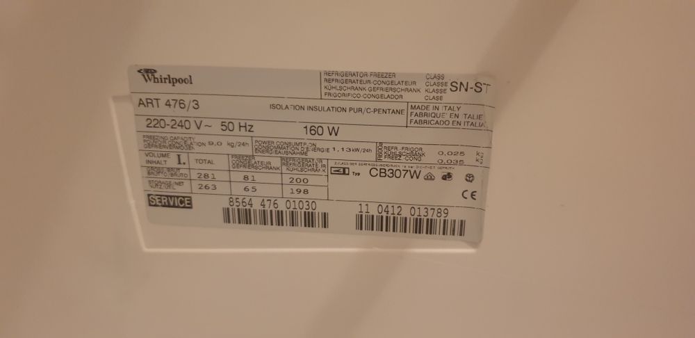 Vendo frigorífico Whirlpool ART 476/3