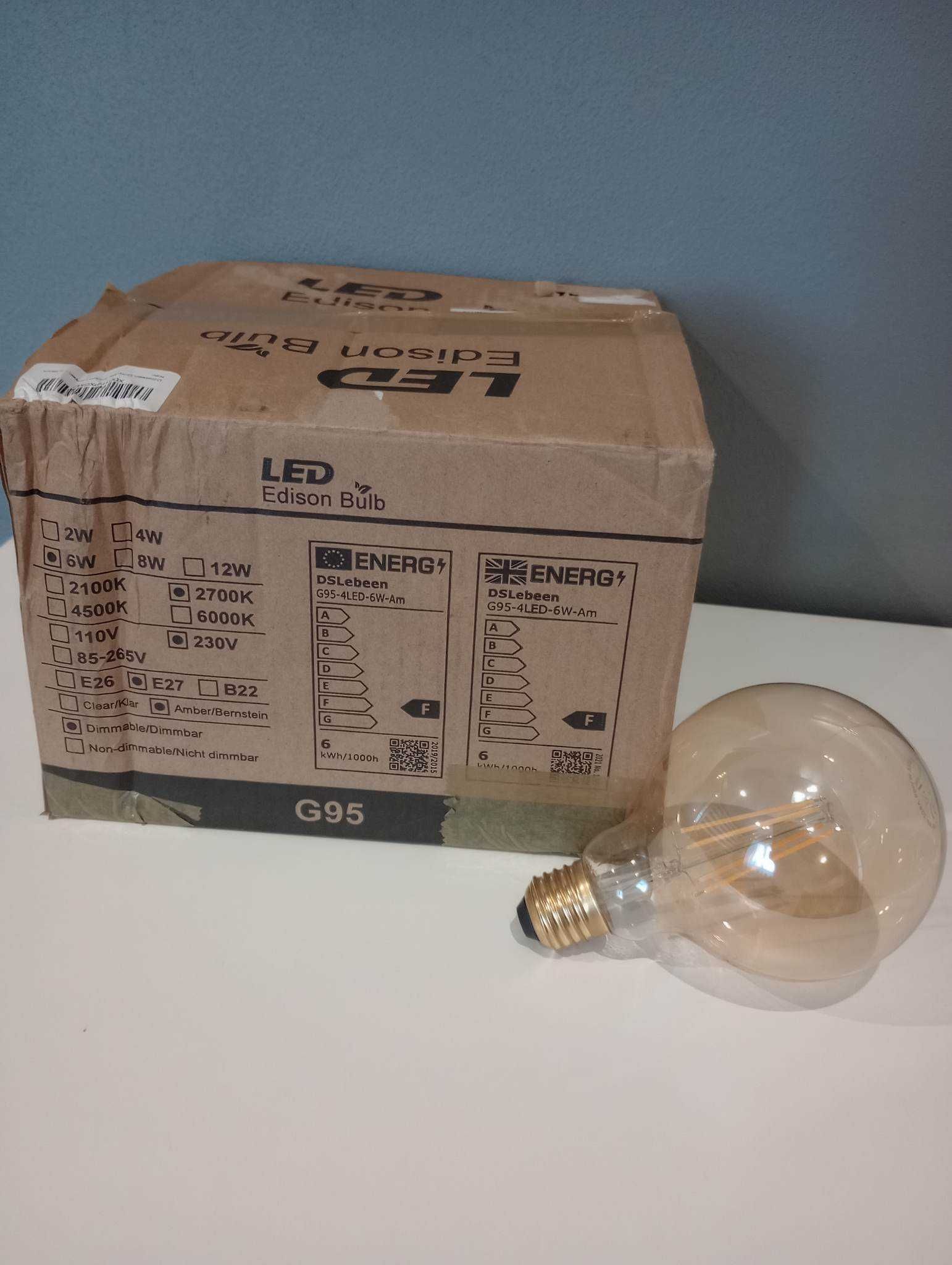 Żarówka Edison LED G95 6W E27 dekoracyjna retro