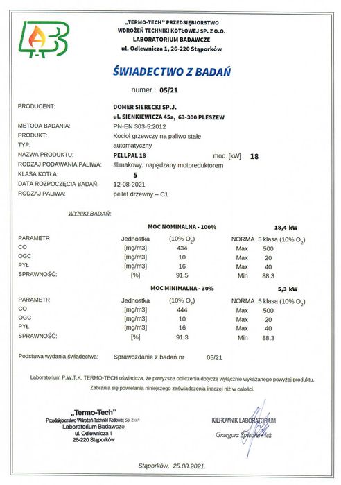 Kocioł na PELLET 18kW 200m2 A+ PellPal