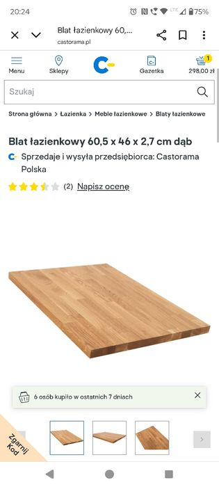 Blat lazienkowy drewniany