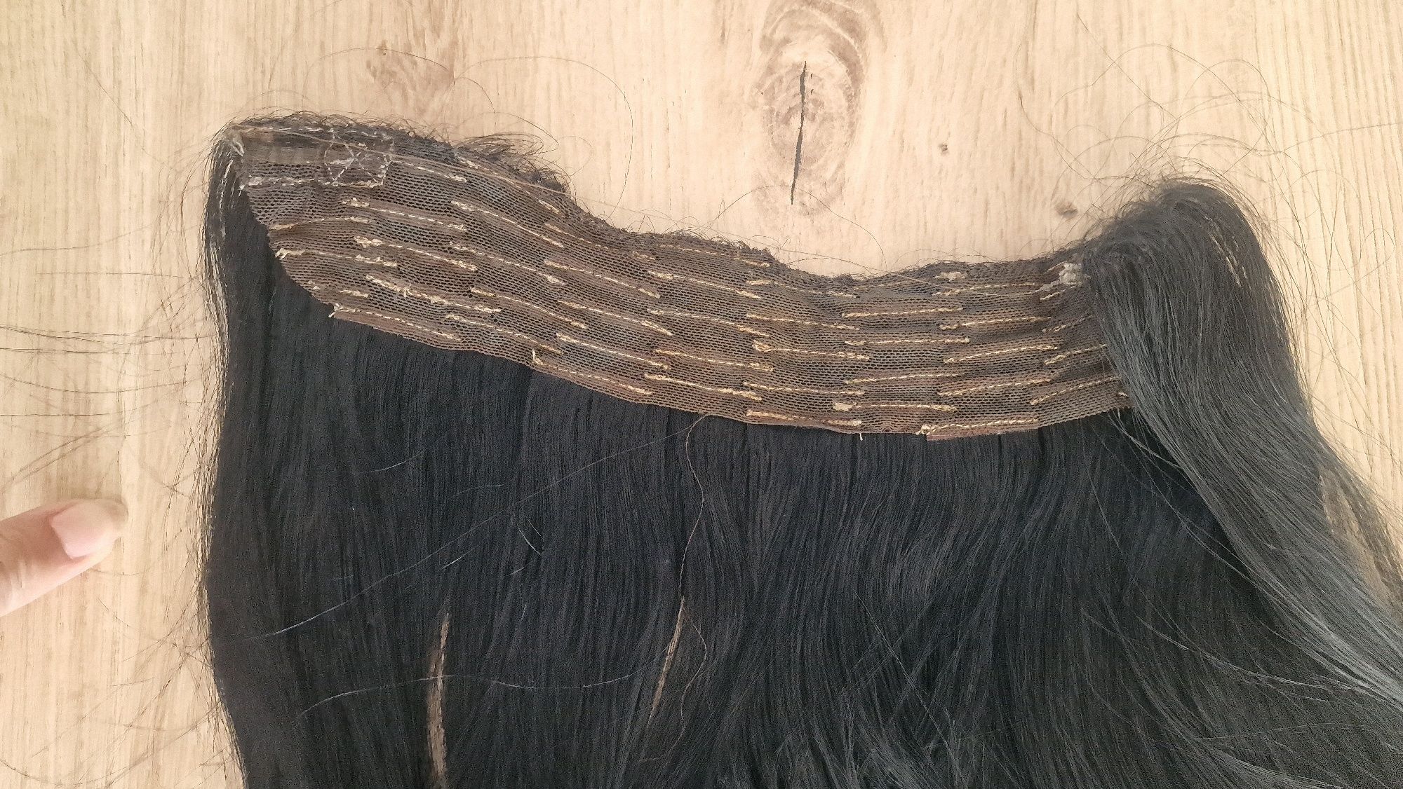 Czarne włosy naturalne hairband, hairtalk extensions na żyłce 40 cm