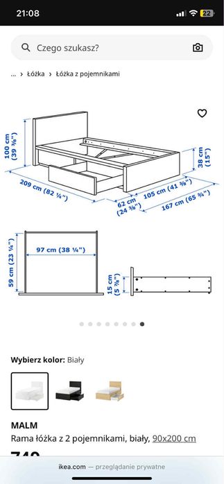 Łozko malm sprzedam szybko