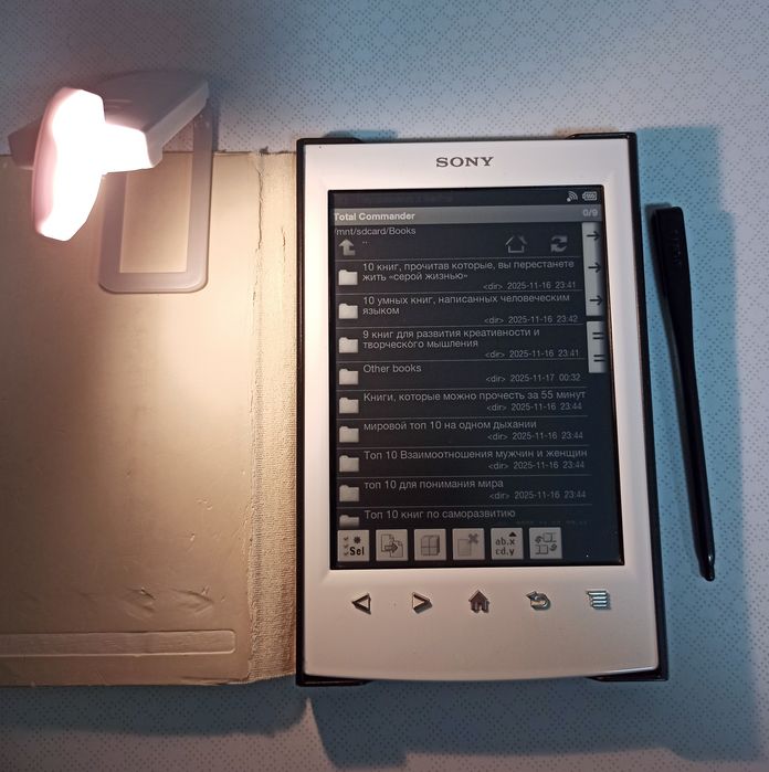E-book Sony + flashlight + top books fb2