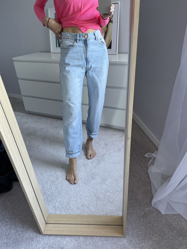 Jeans mom damskie 36