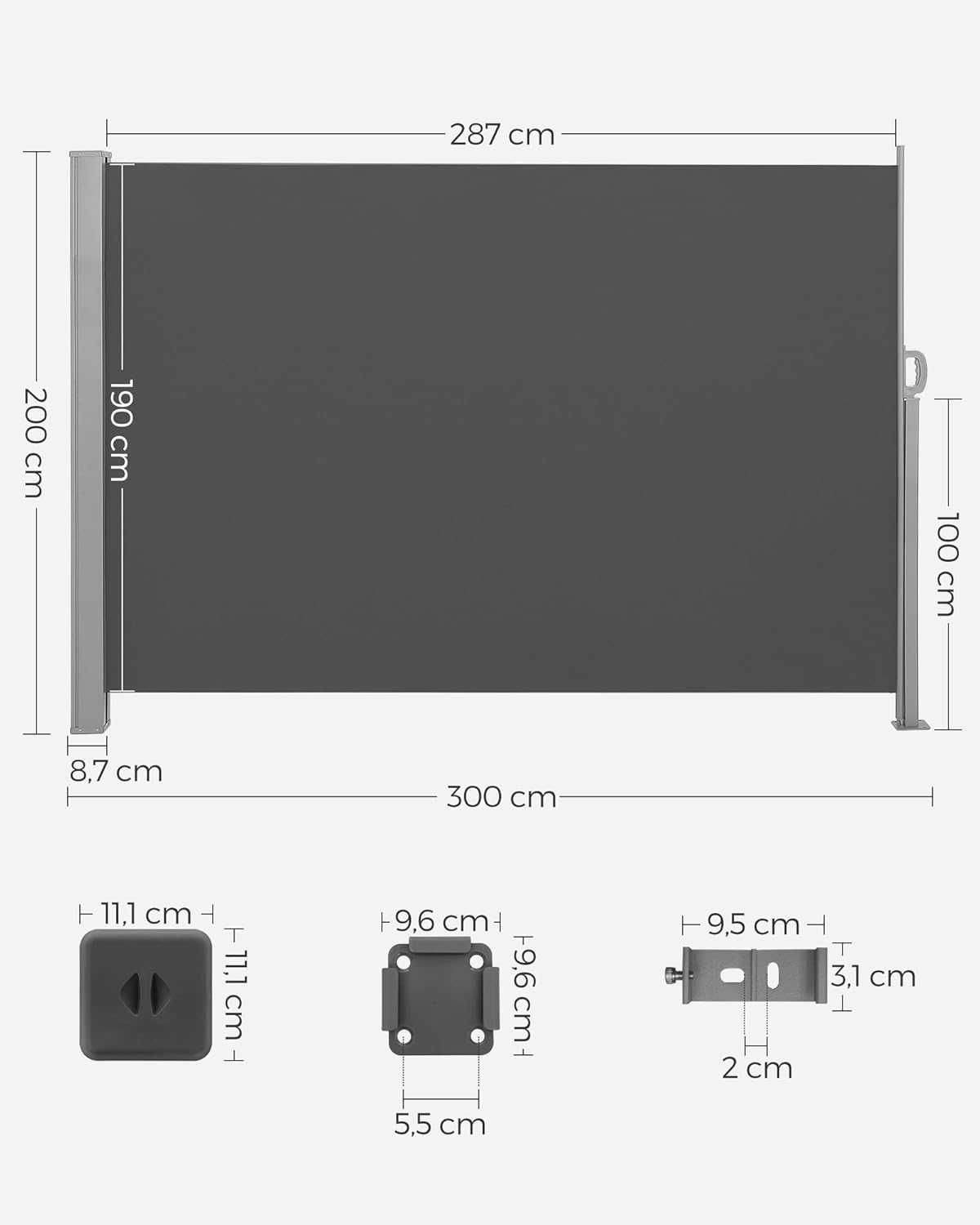 ochrona przed słońcem, nieprzejrzysta roleta zewnętrzna 200 x 300 cm