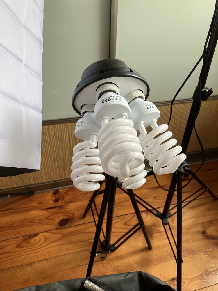 3 lampy studyjne softbox zestaw światło ciągłe