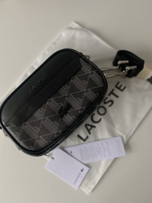 Сумка Lacoste Monogram / сумка чоловіча чорна / сумка Лакосте